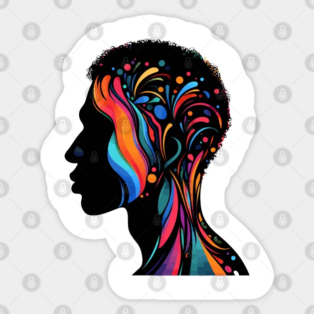 Afrocentric Man Multicolored Silhouette Sticker by Graceful Designs